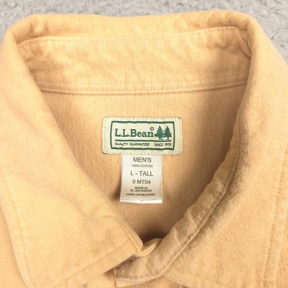 L.L.Bean Chamois Shirt Men L Tall Golden Tan Flannel Workwear Overshirt